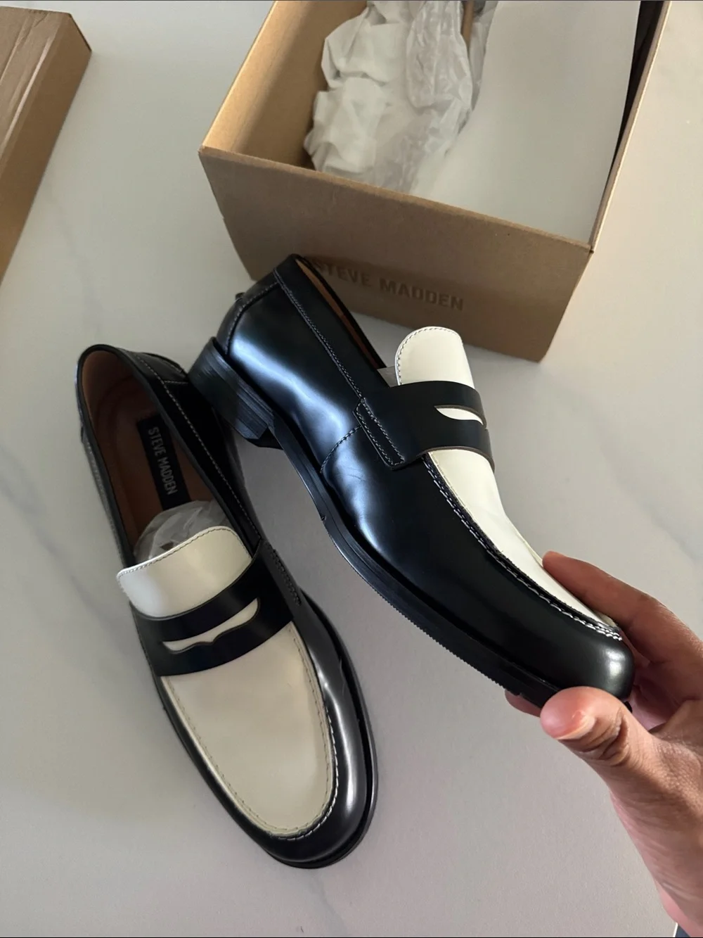 NATAN BLACK/WHITE LEATHER